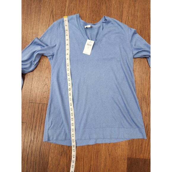 J.Jill Silk & Cotton V-Neck, Long Sleeve Lapis Sweater, Size Small Breathable - Picture 6 of 9
